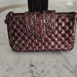 Elegant Quilted Burgundy Clutch